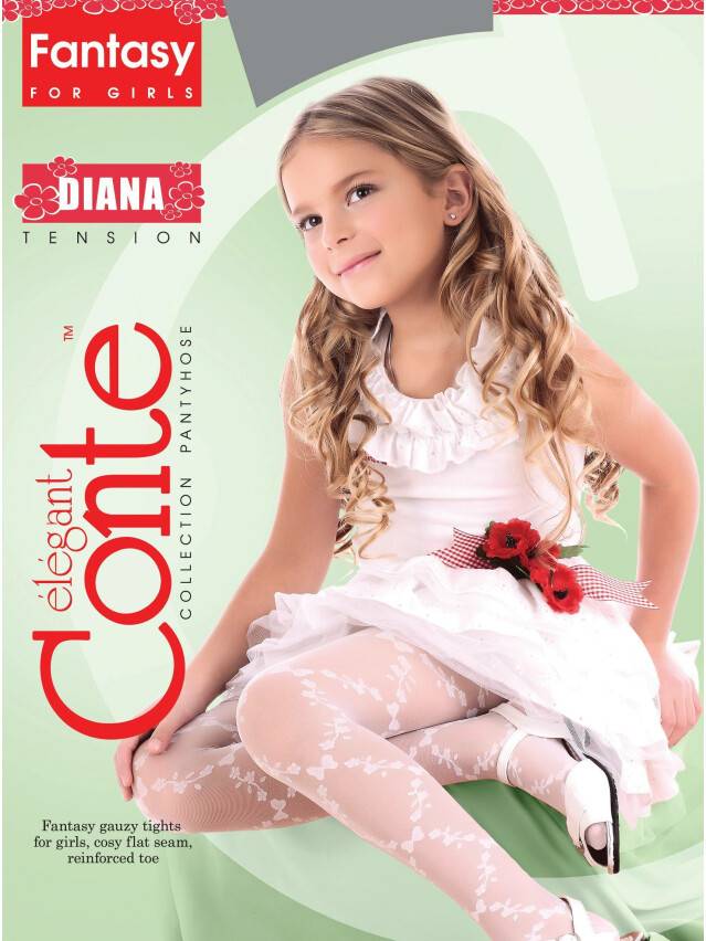 Rajstopy eleganckie dla dzieci DIANA, r. 104-110, pink - 2