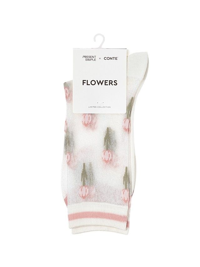Skarpetki damskie FLOWERS 24С-188СP, r.36-37, 725 mleczny - 2