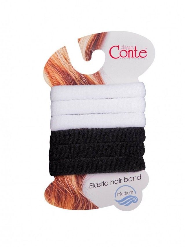 Gumka do włosów MEDIUM (6 szt) 16C-101CP,r.bez rozmiaru, czarno-biały - 1