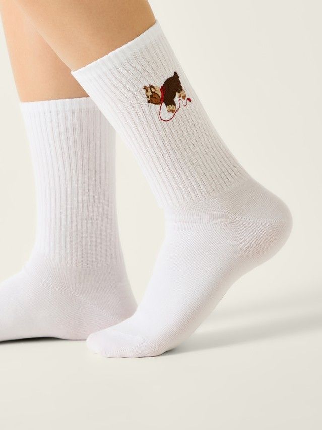 Skarpetki dmaskie z haftem CONTE FANTASY, r.36-39, 1096 biały - 1