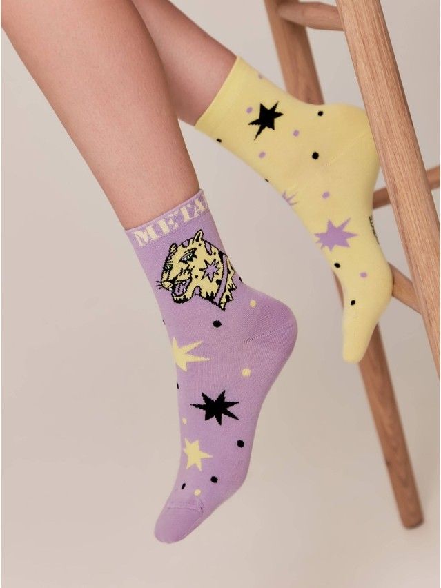 Skarpetki damskie CONTE ELEGANT HAPPY, r.36-39, 386 żółto-liliowy - 1