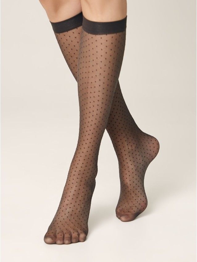 Podkolanówki damskie CONTE ELEGANT PERLA, r.36-39, grafit - 1