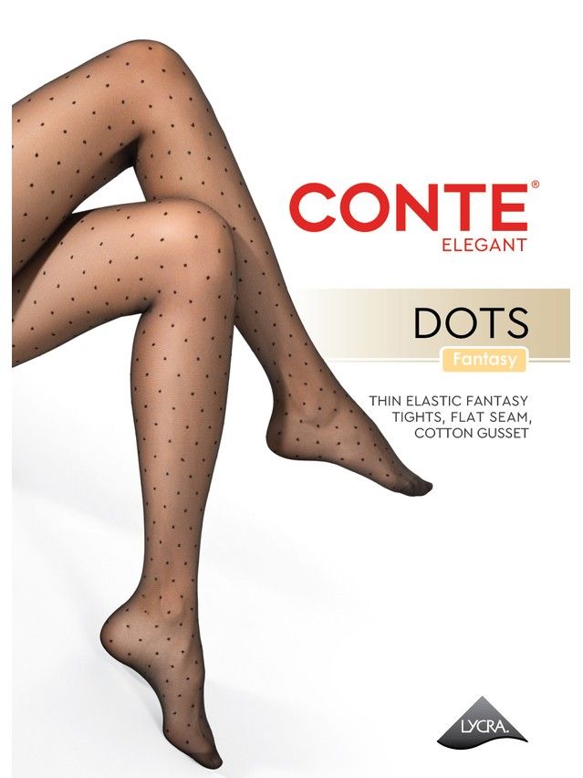 Rajstopy damskie CONTE ELEGANT DOTS, r.2, grafit - 7