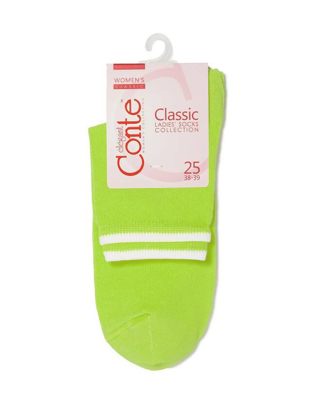 Skarpety damskie CLASSIC, bawełna (dekoracyjna gumka) 7С-32СП, r. 23, 010 seledynowy - 3
