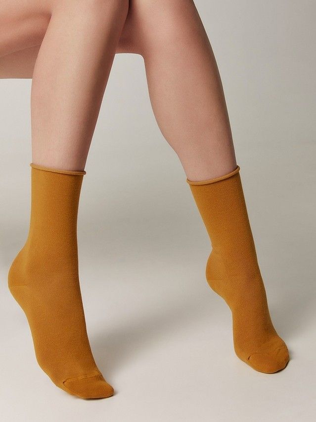 Skarpetki damskie bawełniane COMFORT (bez ściągacza),r. 36-37, 000 musztardowy - 1