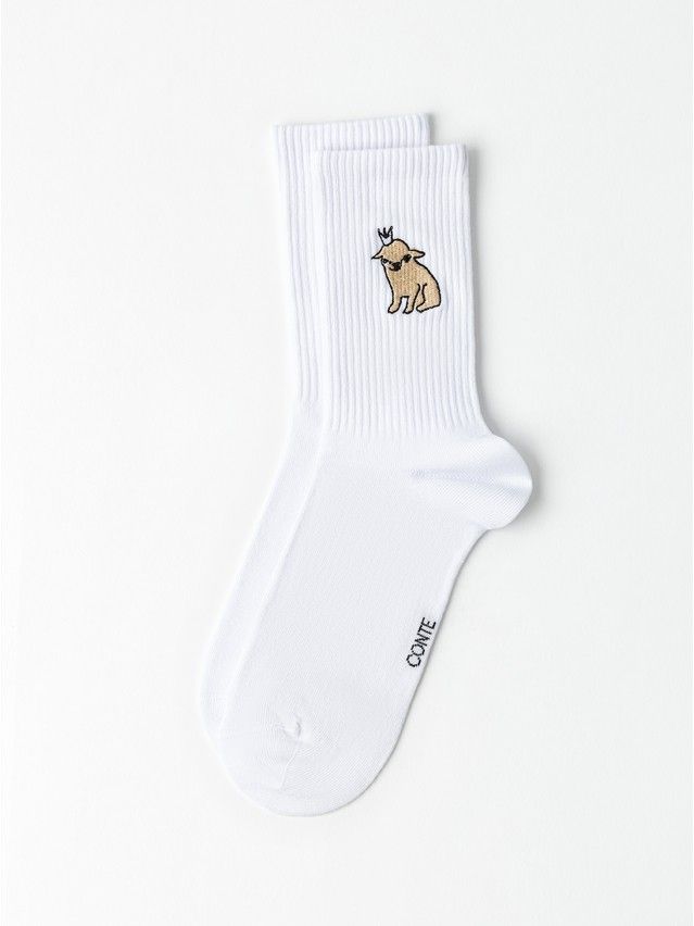 Skarpetki dmaskie z haftem CONTE FANTASY, r.36-39, 1080 biały - 3