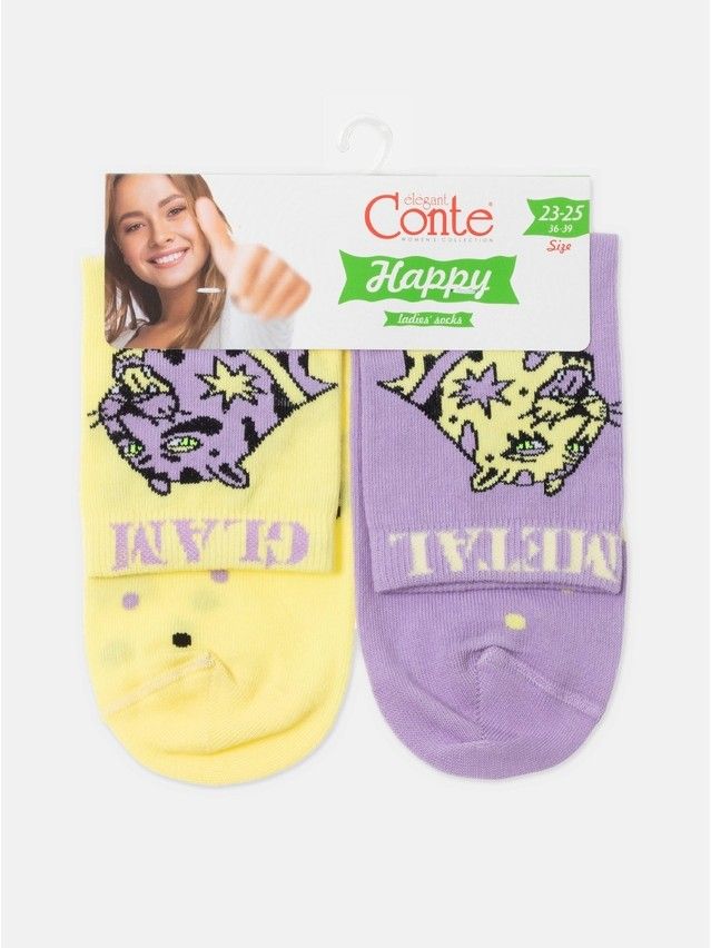 Skarpetki damskie CONTE ELEGANT HAPPY, r.36-39, 386 żółto-liliowy - 6