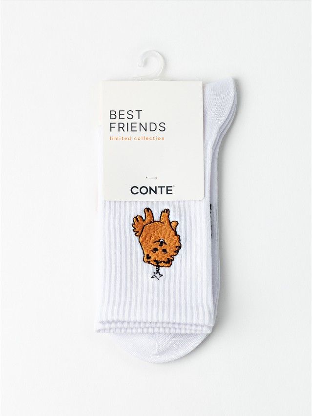 Skarpetki dmaskie z haftem CONTE FANTASY, r.36-39, 1079 biały - 4