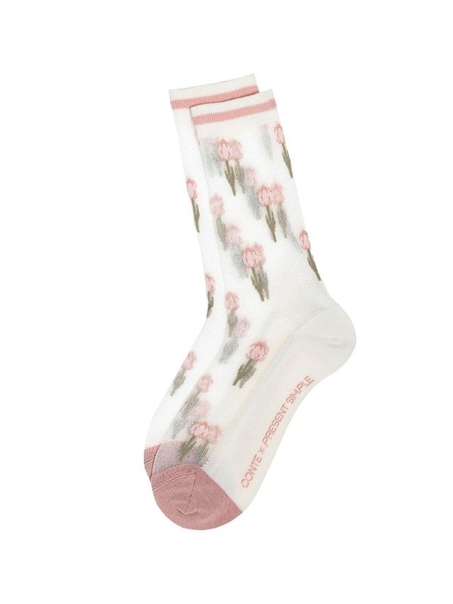 Skarpetki damskie FLOWERS 24С-188СP, r.36-37, 725 mleczny - 1