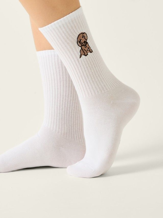 Skarpetki dmaskie z haftem CONTE FANTASY, r.36-39, 1083 biały - 1