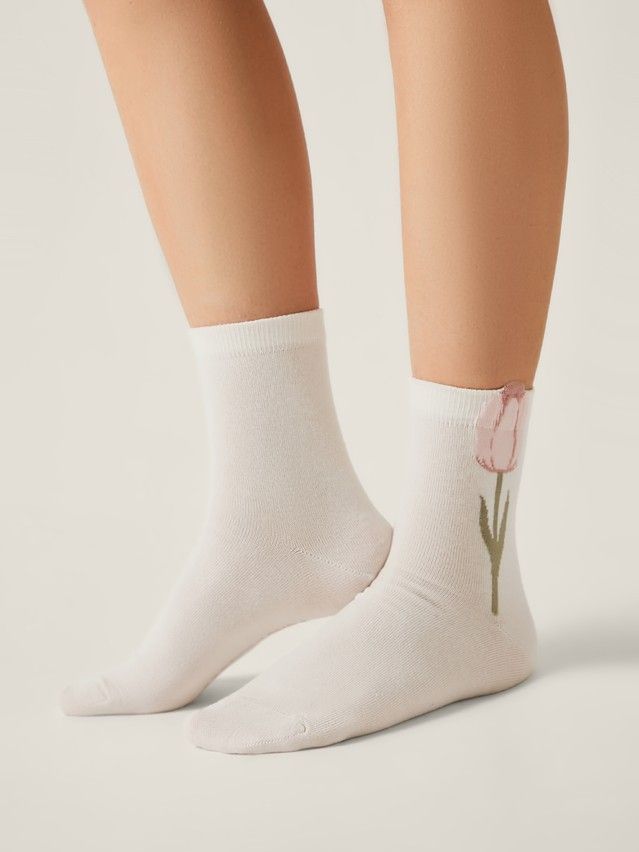 Skarpetki damskie FLOWERS 17С-183/1СP, r.36-39, 723 mleczny - 2