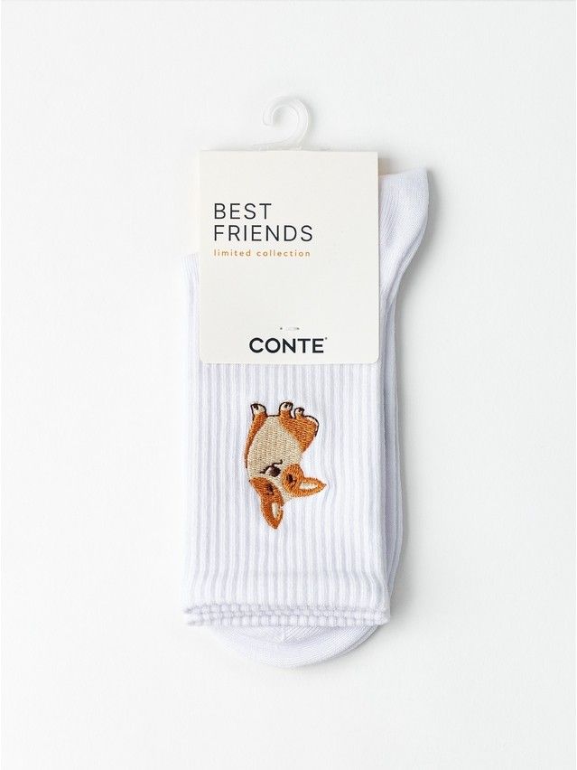 Skarpetki damskie z haftem CONTE FANTASY, r.36-39, 1095 biały - 5