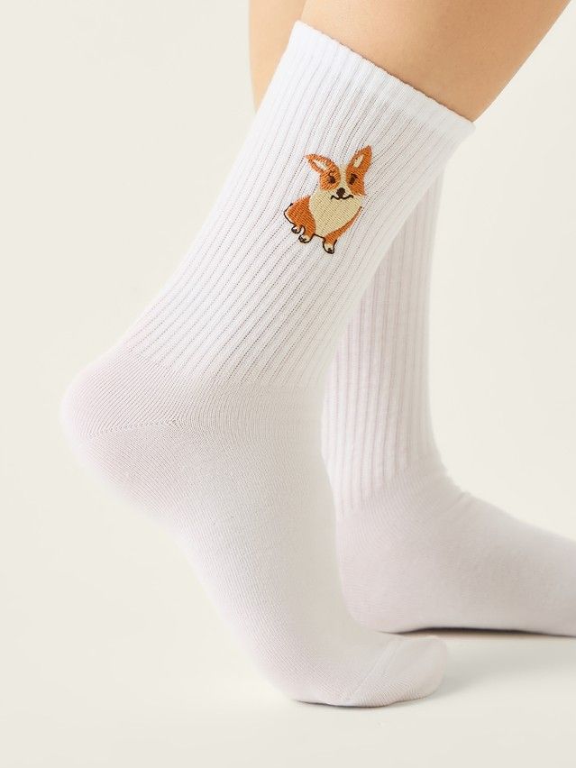 Skarpetki dmaskie z haftem CONTE FANTASY, r.36-39, 1095 biały - 2