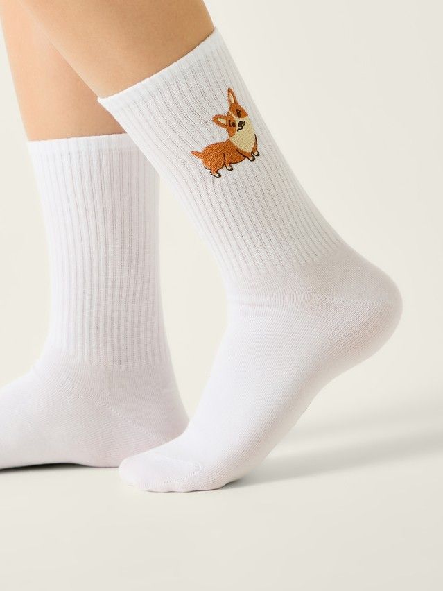 Skarpetki dmaskie z haftem CONTE FANTASY, r.36-39, 1095 biały - 1