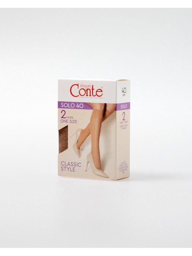 Podkolanówki damskie CONTE ELEGANT SOLO 40 (2 pary) (box),r.23-25, bronz - 3