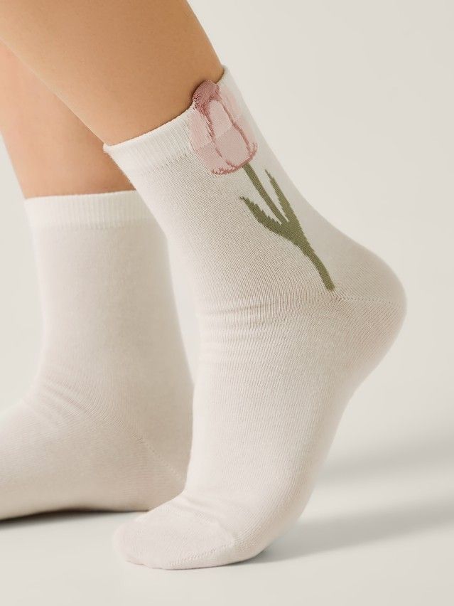 Skarpetki damskie FLOWERS 17С-183/1СP, r.36-39, 723 mleczny - 1
