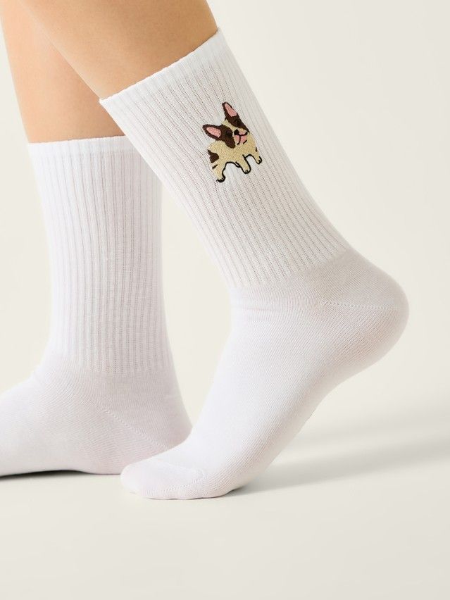 Skarpetki dmaskie z haftem CONTE FANTASY, r.36-39, 1094 biały - 1