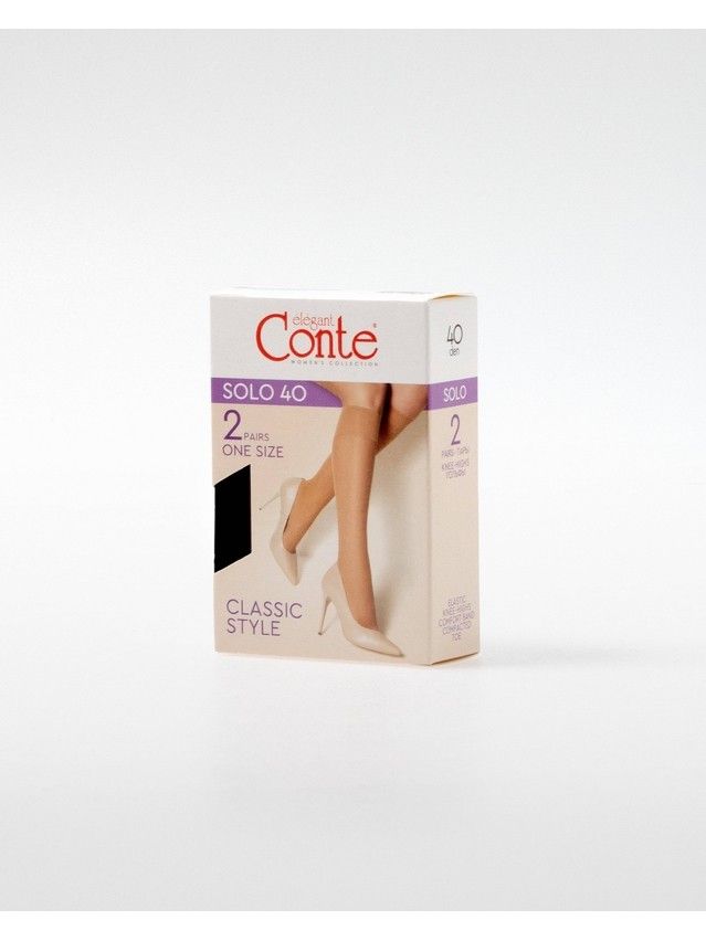 Podkolanówki damskie CONTE ELEGANT SOLO 40 (2 pary) (box),r.23-25, nero - 3