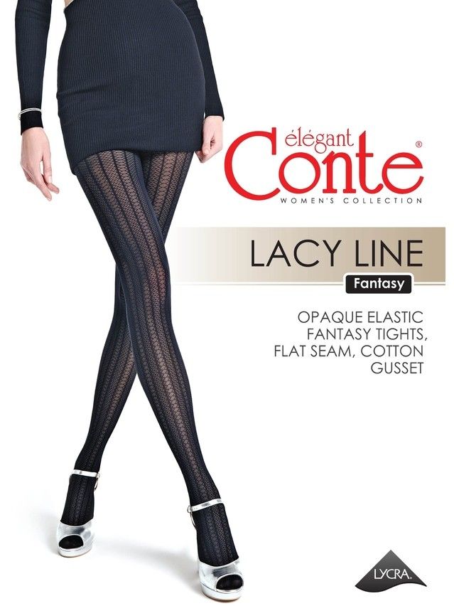 Rajstopy damskie CONTE ELEGANT LACY LINE, r.2, nero - 9