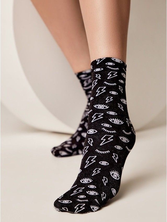 Skarpetki damskie CONTE ELEGANT FANTASY, r.36-39, nero-bianco - 1