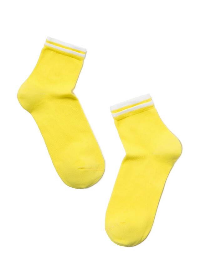 Skarpety damskie CLASSIC, bawełna (dekoracyjna gumka) 7С-32СП, r. 23, 010 żółty - 2