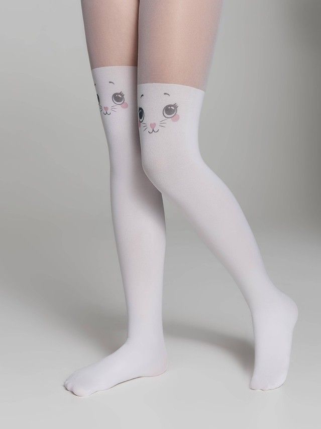 Rajstopy dziecięce CCONTE ELEGANT CAT, r.104-110, bianco - 1