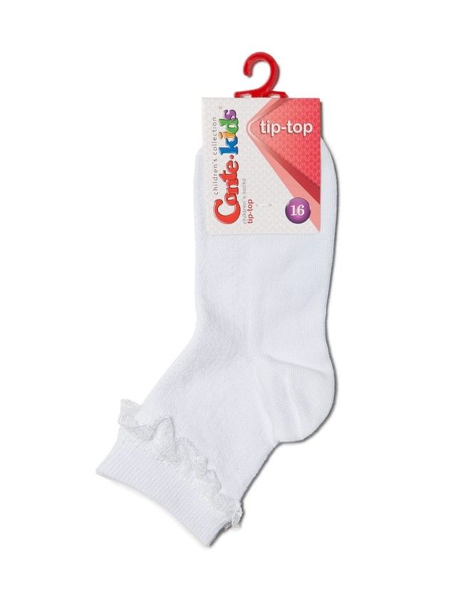 Skarpety dziecięce TIP-TOP (z koronkową wstążką),r. 24-26, 080 biały - 6