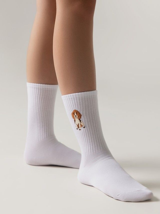 Skarpetki dmaskie z haftem CONTE FANTASY, r.36-39, 1093 biały - 3