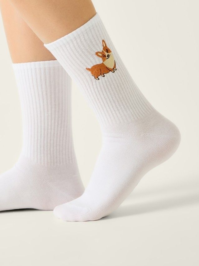 Skarpetki damskie z haftem CONTE FANTASY, r.36-39, 1095 biały - 2