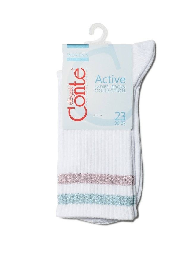 Bawełniane skarpetki damskie ACTIVE, r. 36-37, 157 biało-jasnoróżowy - 3
