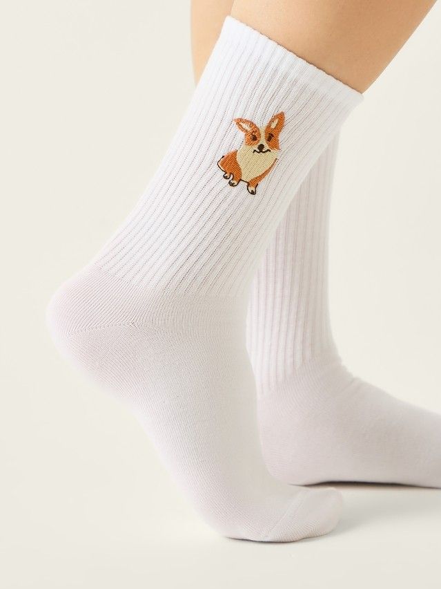 Skarpetki damskie z haftem CONTE FANTASY, r.36-39, 1095 biały - 3