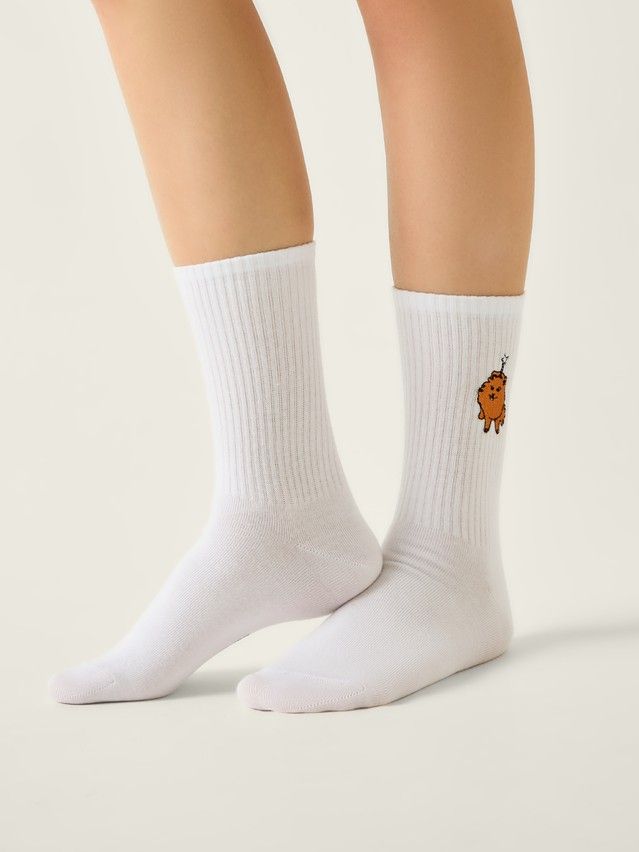 Skarpetki dmaskie z haftem CONTE FANTASY, r.36-39, 1079 biały - 2