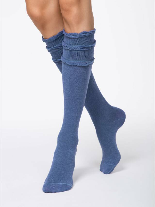 Podkolanówki damskie bawełniane COMFORT(dekor. gumka),r. 23, 002 jeans - 1