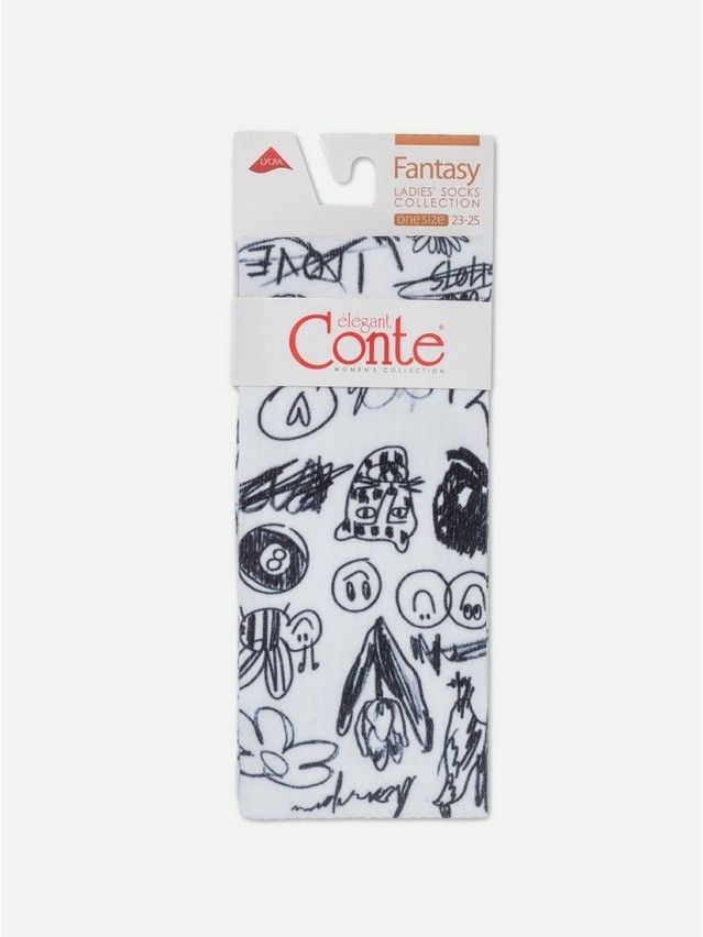 Носки женские хлопковые CE FANTASY (удлиненные, печать) 19С-236/1СП, р.23-25, 556 белый-черный - 6