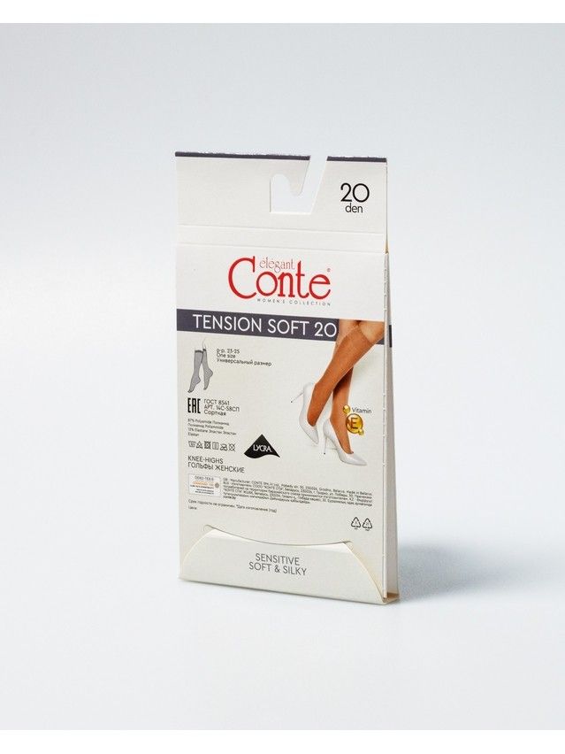 Podkolanówki damskie CONTE ELEGANT TENSION SOFT 20 (1 para),r.23-25, bianco - 3