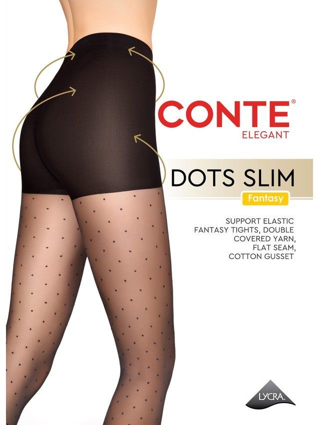 Rajstopy damskie CONTE ELEGANT DOTS SLIM, r.2, nero - 7