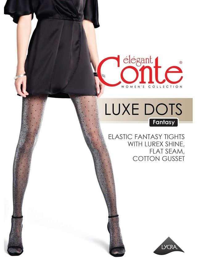 Rajstopy damskie CONTE ELEGANT LUXE DOTS, r.2, nero - 5