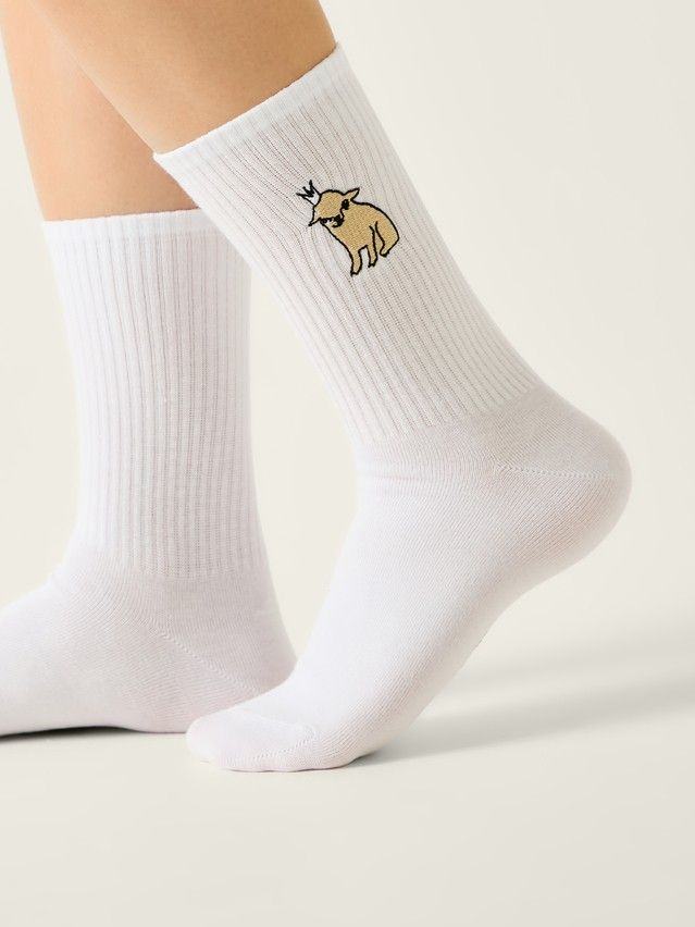 Skarpetki dmaskie z haftem CONTE FANTASY, r.36-39, 1080 biały - 1