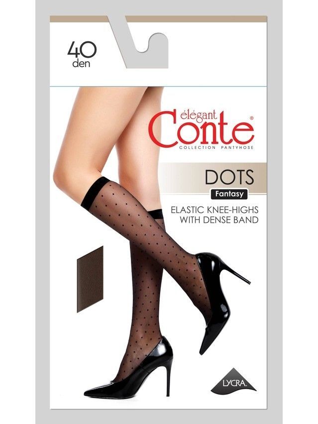 Podkolanówki damskie CE FANTASY DOTS, r.36-39, nero - 3