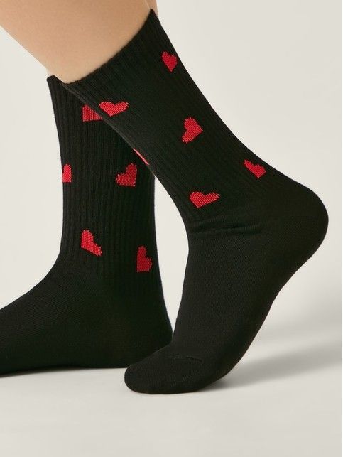 Удлинённые носки ACTIVE из хлопка с рисунком «сердечки»