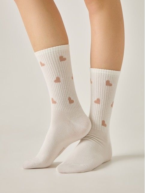Удлинённые носки ACTIVE из хлопка с рисунком «сердечки»