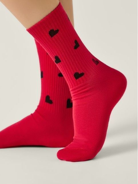 Удлинённые носки ACTIVE из хлопка с рисунком «сердечки»
