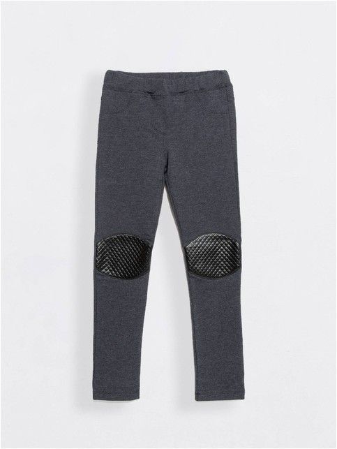 Jeggings z teksturą MIRRA skórzane wkładki