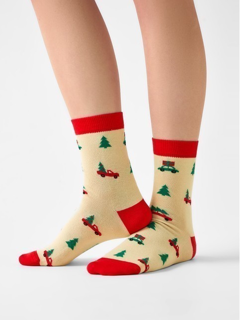 Носки с рисунком «Новогодний маршрут» зимняя коллекция