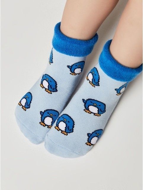 Махровые голубые носки SOF-TIKI с антискользящей стопой