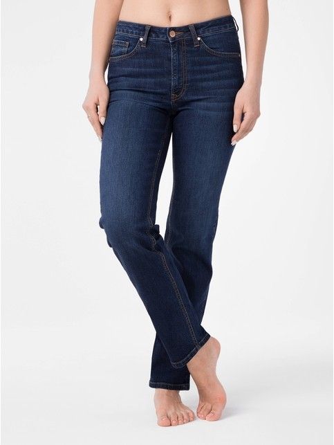 Ultra-wygodne eco-friendly straight jeansy z wysokim stanem CON-157