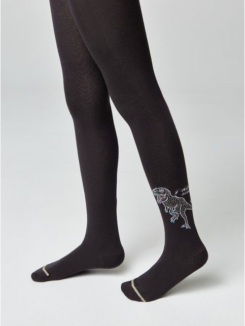Хлопковые графитовые колготки TIP-TOP с рисунком 