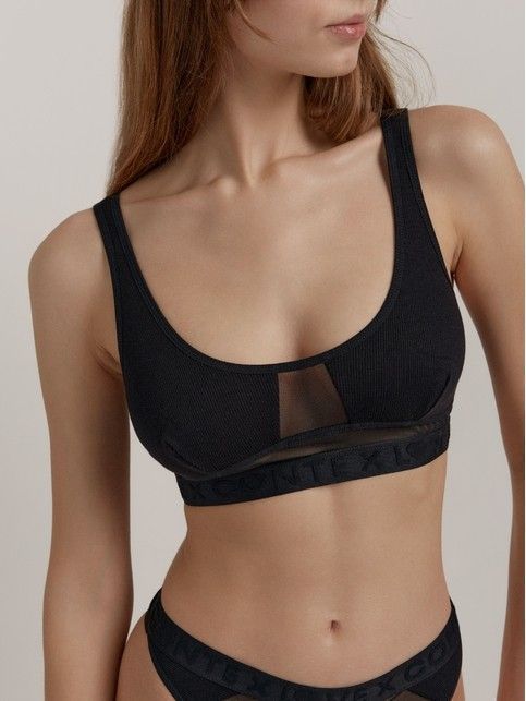 Bustier z prążkowanej bawełny i elastycznej siateczki RIB WITH MESH LBE 2492