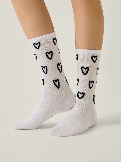 Удлинённые носки ACTIVE из хлопка с рисунком «сердечки»