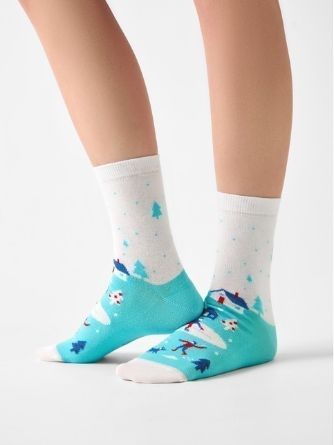 Носки с рисунком «Новогодние забавы» зимняя коллекция